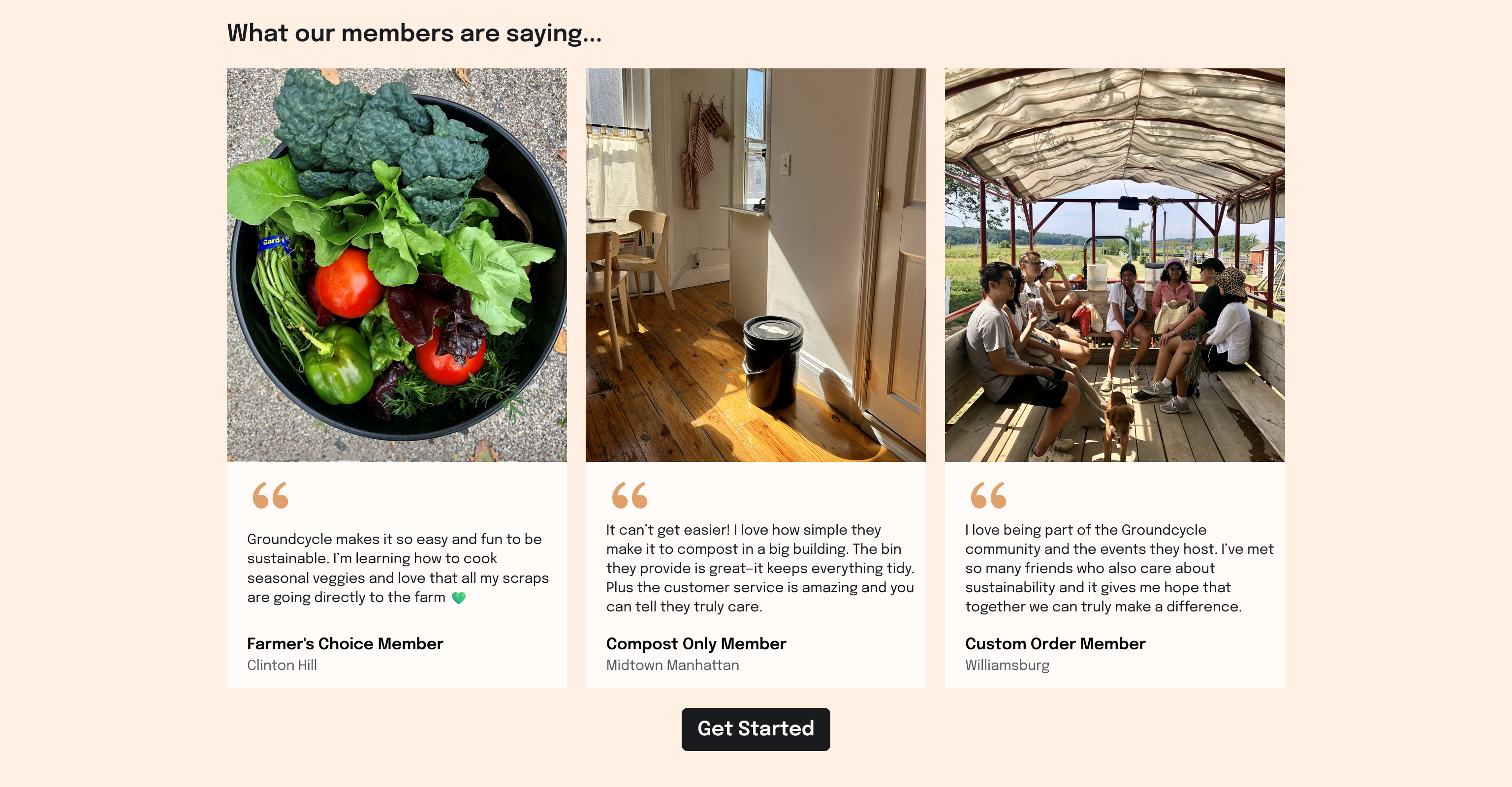Screenshot of Groundcycle's testimonials.